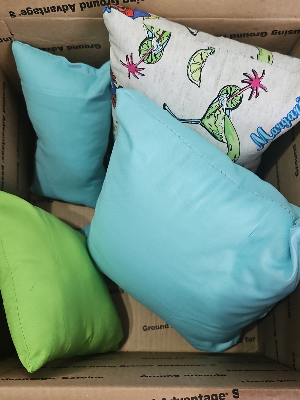 Aqua and Lime Decorative Purse Pillow Set Of 4